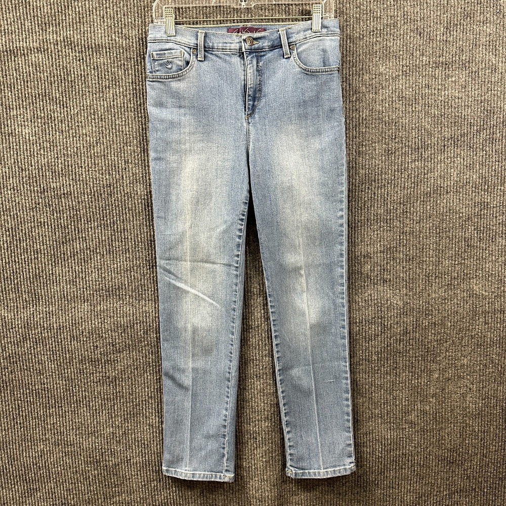 Gloria Vanderbilt Amanda Womens Jeans Size 8 Petite Blue Denim Stretch Mid Rise